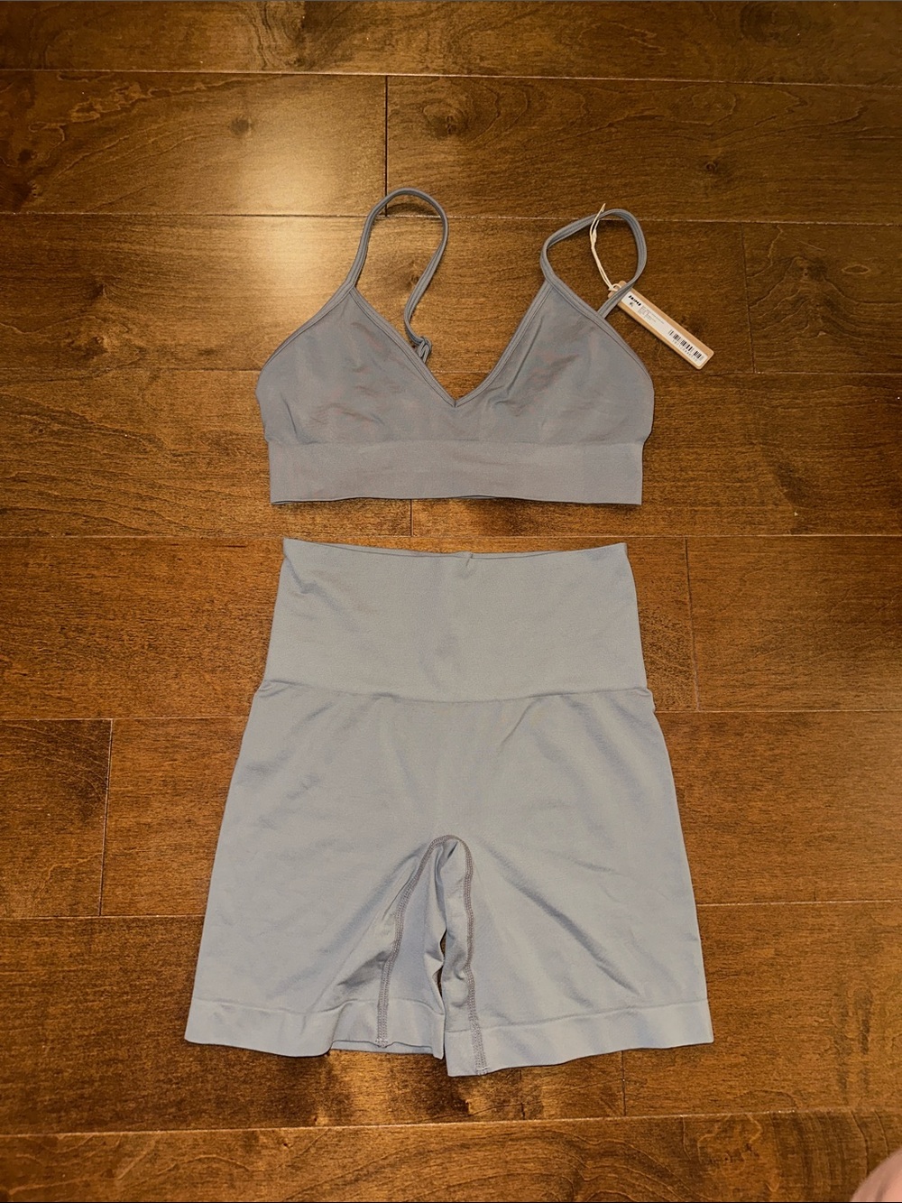 SKIMS SOFT SMOOTHING SEAMLESS BRALETTE + SHORT BUNDLE PACIFIC SMALL